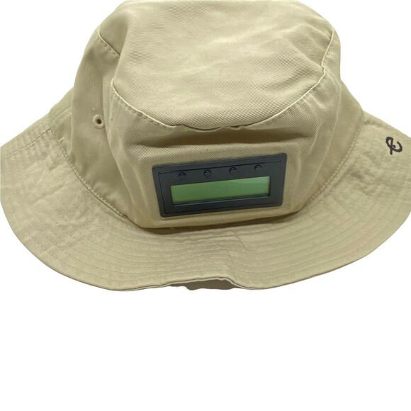 Epic Message Display Hat Vintage Mens Tan Cotton Fitted Wide Brim Comfort 7 1/4
